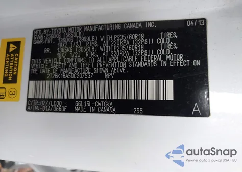 2013 Lexus Rx 350 from USA, damaged, VIN 2T2BK1BA5DC207537